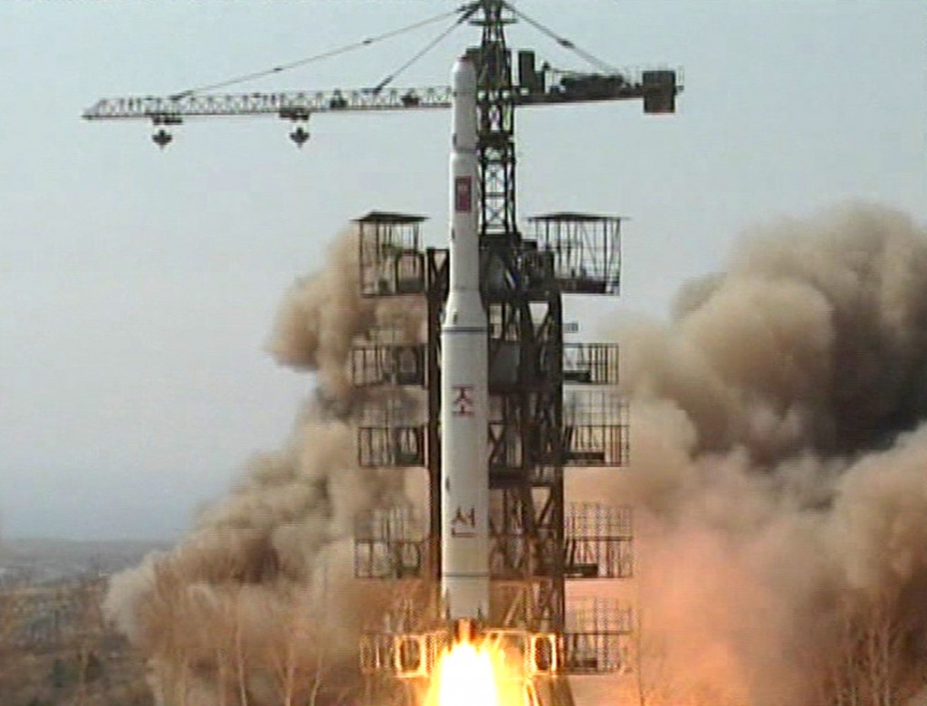 FILE - In this April 5, 2009 image made from KRT video, a rocket is lifted off from its launch pad in Musudan-ri, North Korea. North Korea may have the bomb, but it hasn't perfected ways to put one onto missiles to strike far-off adversaries like the United States. That's why Pyongyang's announcement that it will blast a satellite into orbit in April, 2012 is drawing so much attention: Washington says North Korea uses these launches as cover for testing missile systems for nuclear weapons that could target Alaska and beyond. (AP Photo/KRT via AP Video, File) NORTH KOREA OUT, TV OUT